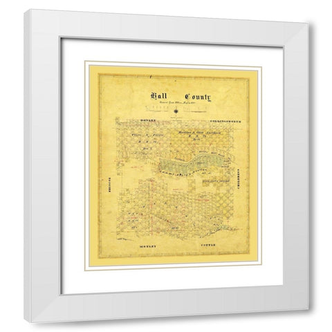 Hall County Texas - 1881 White Modern Wood Framed Art Print with Double Matting by Unknown