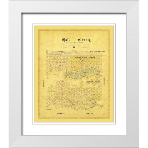 Hall County Texas - 1881 White Modern Wood Framed Art Print with Double Matting by Unknown