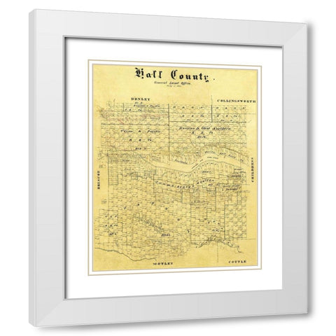 Hall County Texas - 1884 White Modern Wood Framed Art Print with Double Matting by Unknown