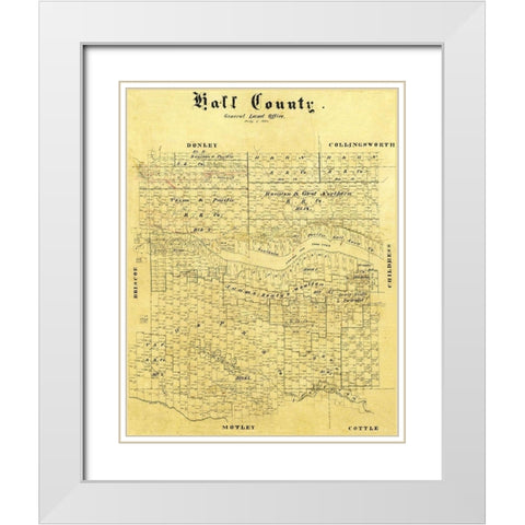 Hall County Texas - 1884 White Modern Wood Framed Art Print with Double Matting by Unknown