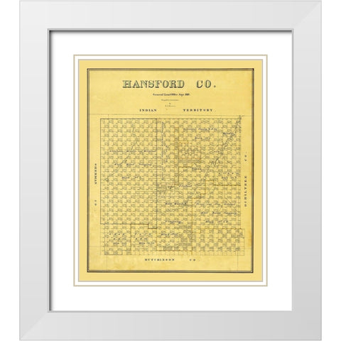Hansford County Texas - Beaumont 1889 White Modern Wood Framed Art Print with Double Matting by Beaumont