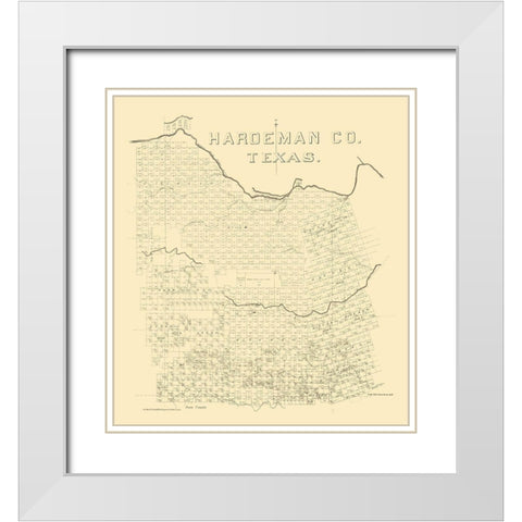 Hardeman County Texas - 1880 White Modern Wood Framed Art Print with Double Matting by Unknown
