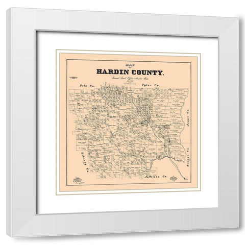 Hardin County Texas - Baker 1895 White Modern Wood Framed Art Print with Double Matting by Baker