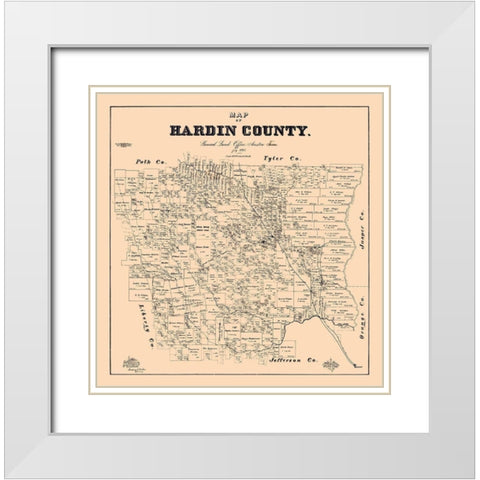 Hardin County Texas - Baker 1895 White Modern Wood Framed Art Print with Double Matting by Baker