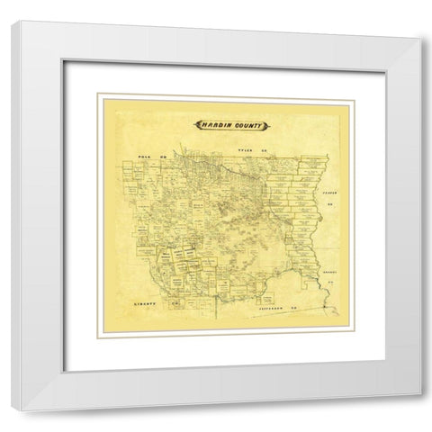 Hardin County Texas White Modern Wood Framed Art Print with Double Matting by Unknown
