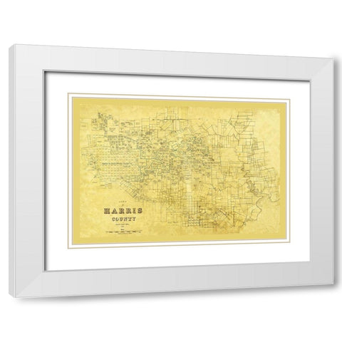 Harris County Texas - 1876 White Modern Wood Framed Art Print with Double Matting by Unknown