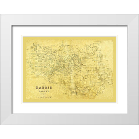 Harris County Texas - 1876 White Modern Wood Framed Art Print with Double Matting by Unknown