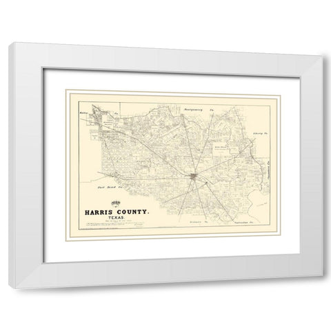 Harris County Texas - Walsh 1879 White Modern Wood Framed Art Print with Double Matting by Walsh