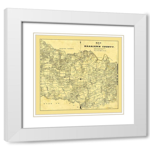 Harrison County Texas - 1871 White Modern Wood Framed Art Print with Double Matting by Unknown