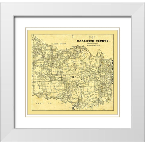 Harrison County Texas - 1871 White Modern Wood Framed Art Print with Double Matting by Unknown