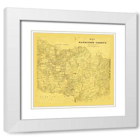Harrison County Texas - 1871 White Modern Wood Framed Art Print with Double Matting by Unknown