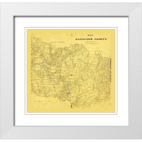 Harrison County Texas - 1871 White Modern Wood Framed Art Print with Double Matting by Unknown