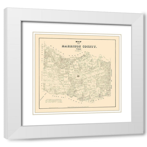 Harrison County Texas - Walsh 1879 White Modern Wood Framed Art Print with Double Matting by Walsh