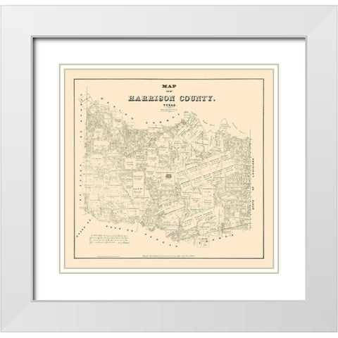 Harrison County Texas - Walsh 1879 White Modern Wood Framed Art Print with Double Matting by Walsh