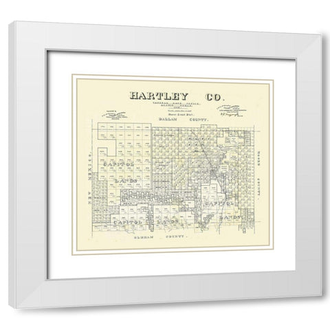 Hartley County Texas - McGaughey 1892 White Modern Wood Framed Art Print with Double Matting by McGaughey