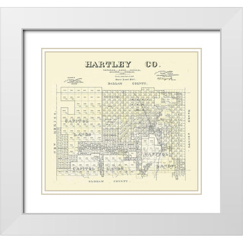 Hartley County Texas - McGaughey 1892 White Modern Wood Framed Art Print with Double Matting by McGaughey