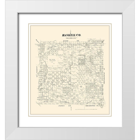 Haskell County Texas - Walsh 1879 White Modern Wood Framed Art Print with Double Matting by Walsh