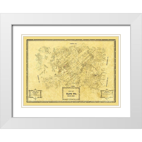 Hays County Texas - Arlitt 1861 White Modern Wood Framed Art Print with Double Matting by Arlitt