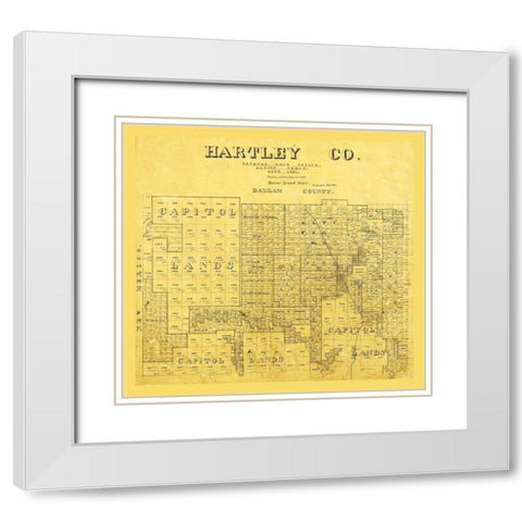Hartley County Texas -1891 White Modern Wood Framed Art Print with Double Matting by Unknown