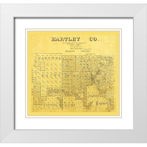 Hartley County Texas -1891 White Modern Wood Framed Art Print with Double Matting by Unknown