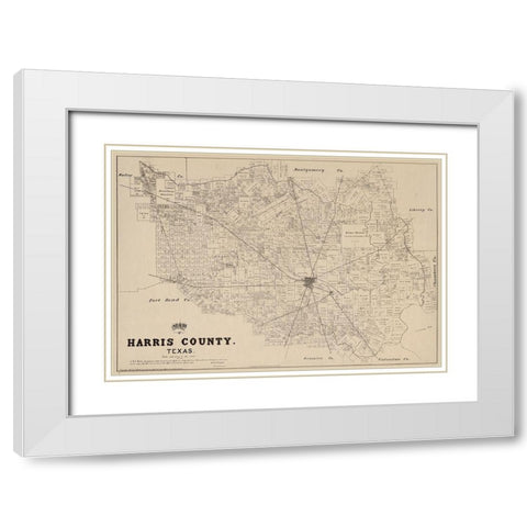 Harris County Texas - Walsh 1879 White Modern Wood Framed Art Print with Double Matting by Walsh