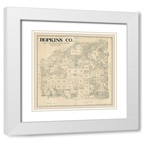 Hopkins County Texas - Thielepape 1885 White Modern Wood Framed Art Print with Double Matting by Thielepape