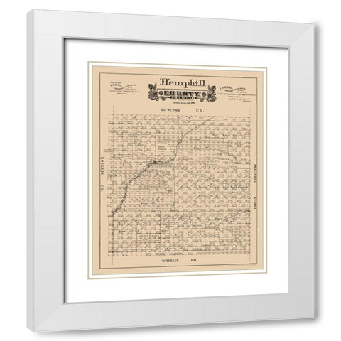Hemphill County Texas - Hall 1888 White Modern Wood Framed Art Print with Double Matting by Hall