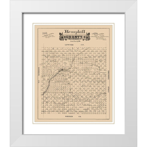 Hemphill County Texas - Hall 1888 White Modern Wood Framed Art Print with Double Matting by Hall