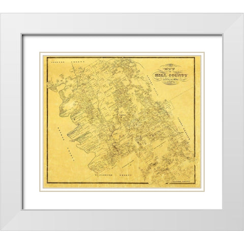 Hill County Texas - Martin 1857 White Modern Wood Framed Art Print with Double Matting by Martin