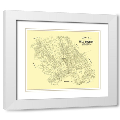 Hill County Texas - 1882 White Modern Wood Framed Art Print with Double Matting by Unknown