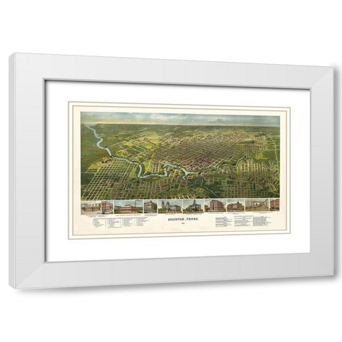 Houston Texas - 1891 White Modern Wood Framed Art Print with Double Matting by Unknown