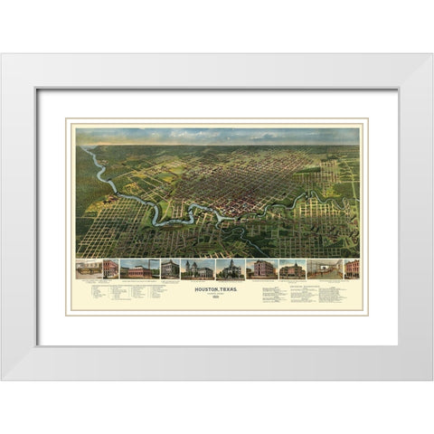 Houston Texas - Westyard 1891 White Modern Wood Framed Art Print with Double Matting by Westyard