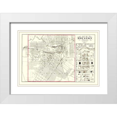 Houston Texas - 1884 White Modern Wood Framed Art Print with Double Matting by Unknown