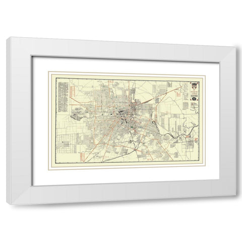 Houston Texas - Jones 1930 White Modern Wood Framed Art Print with Double Matting by Jones