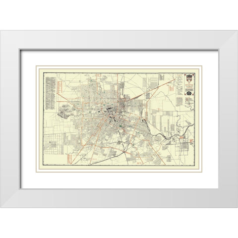 Houston Texas - Jones 1930 White Modern Wood Framed Art Print with Double Matting by Jones