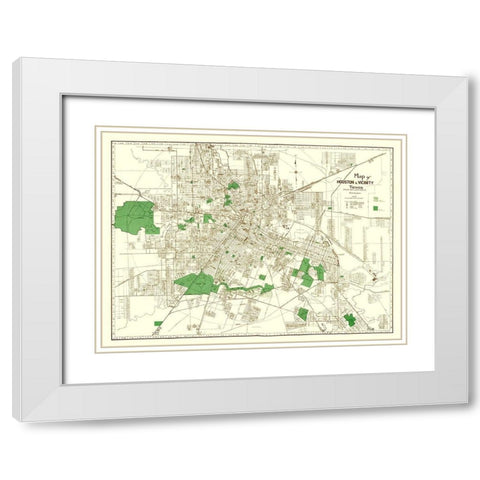 Houston Texas - Evans 1937 White Modern Wood Framed Art Print with Double Matting by Evans