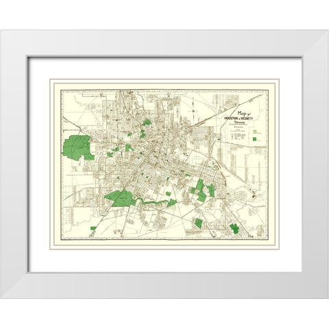 Houston Texas - Evans 1937 White Modern Wood Framed Art Print with Double Matting by Evans