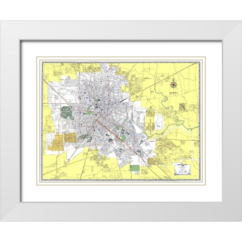 Houston Texas - Ashburn 1950 White Modern Wood Framed Art Print with Double Matting by Ashburn