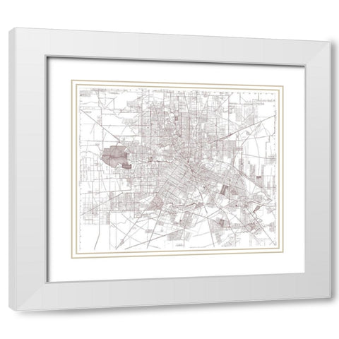 Houston Texas - Bracey 1945 White Modern Wood Framed Art Print with Double Matting by Bracey