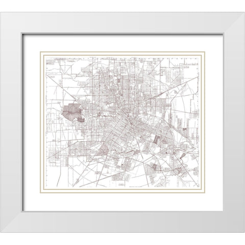 Houston Texas - Bracey 1945 White Modern Wood Framed Art Print with Double Matting by Bracey