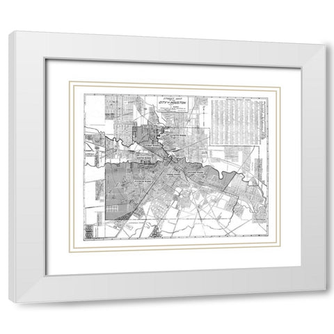 Houston Texas - Blue 1920 White Modern Wood Framed Art Print with Double Matting by Blue