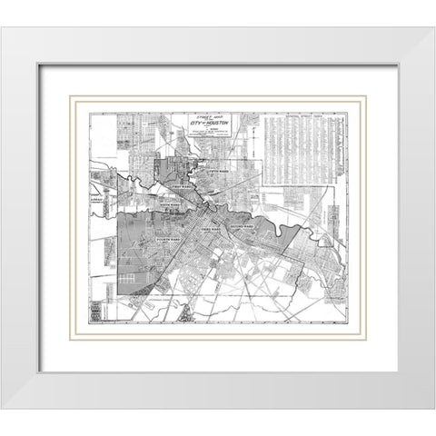 Houston Texas - Blue 1920 White Modern Wood Framed Art Print with Double Matting by Blue