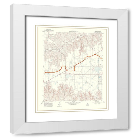 Hoover Texas Quad - USGS 1969 White Modern Wood Framed Art Print with Double Matting by USGS