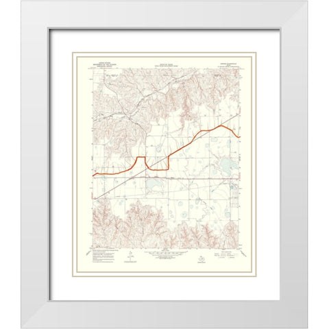 Hoover Texas Quad - USGS 1969 White Modern Wood Framed Art Print with Double Matting by USGS