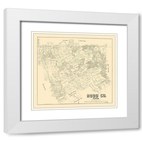 Hood County Texas - Walsh 1879 White Modern Wood Framed Art Print with Double Matting by Walsh