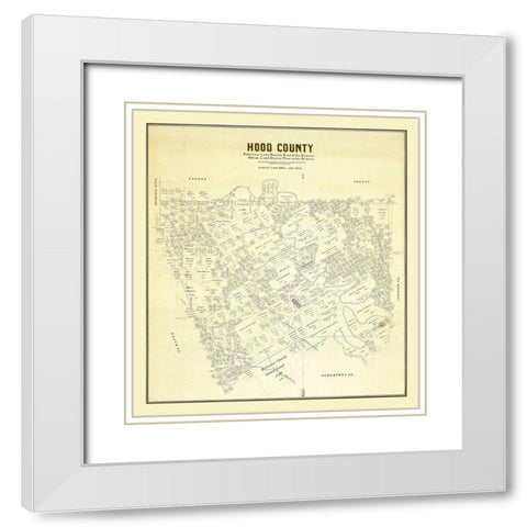 Hood County Texas - 1884 White Modern Wood Framed Art Print with Double Matting by Unknown