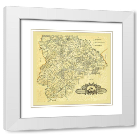 Houston County Texas - 1868 White Modern Wood Framed Art Print with Double Matting by Unknown