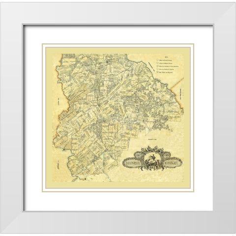 Houston County Texas - 1868 White Modern Wood Framed Art Print with Double Matting by Unknown