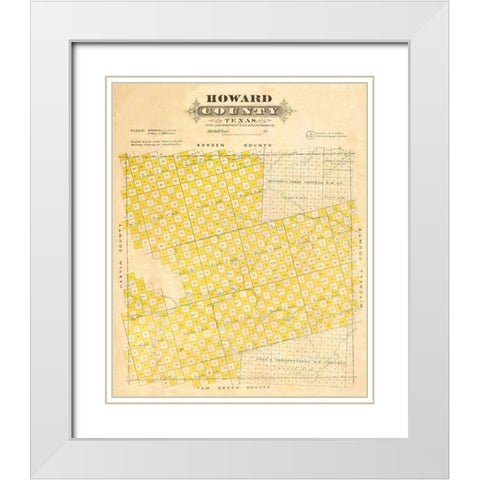Howard County Texas - Marshall 1870 White Modern Wood Framed Art Print with Double Matting by Marshall