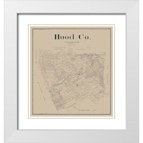 Hood County Texas - Beaumont 1893 White Modern Wood Framed Art Print with Double Matting by Beaumont